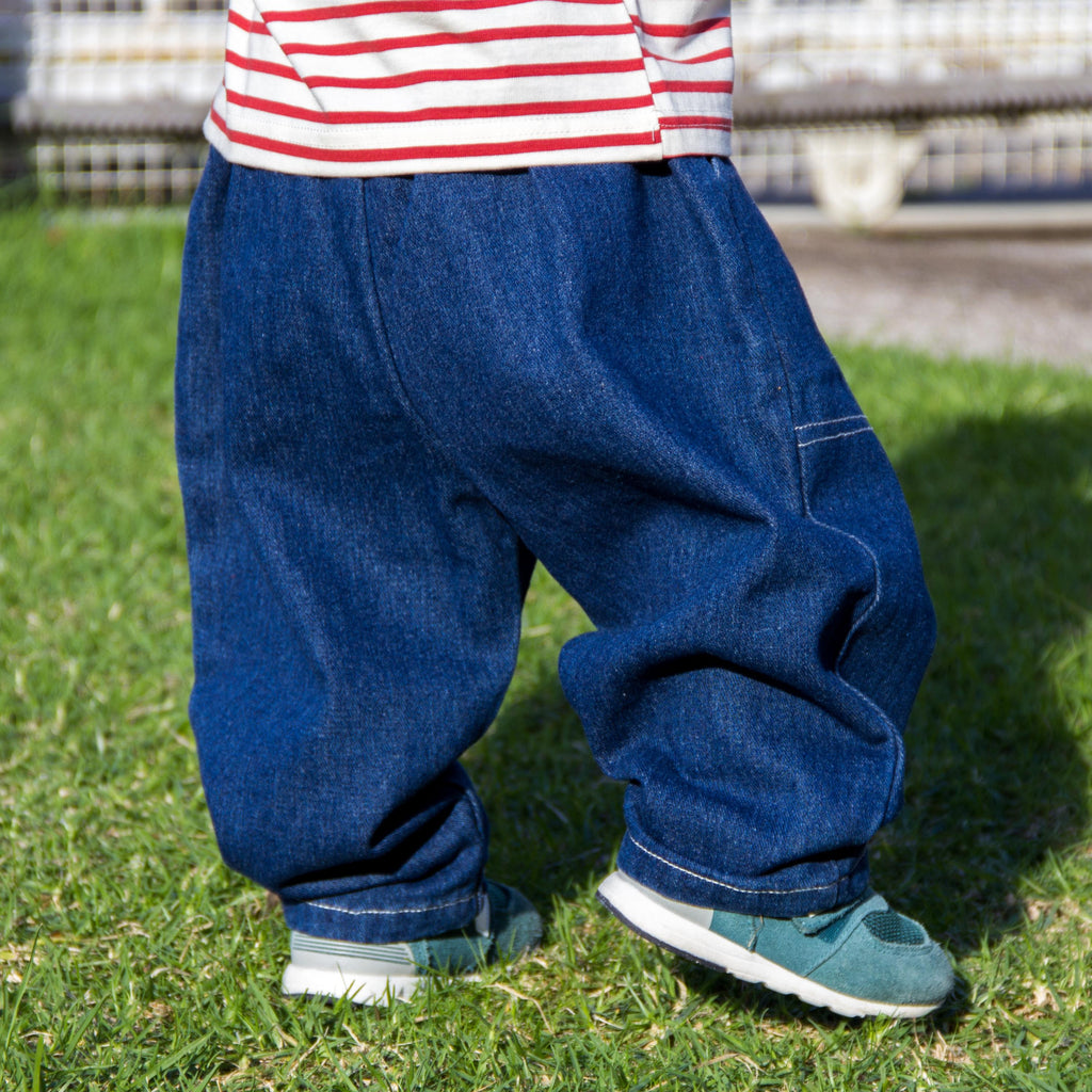 Oversized Denim Pants - Navy Blue