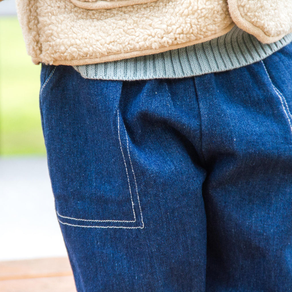 Oversized Denim Pants - Navy Blue