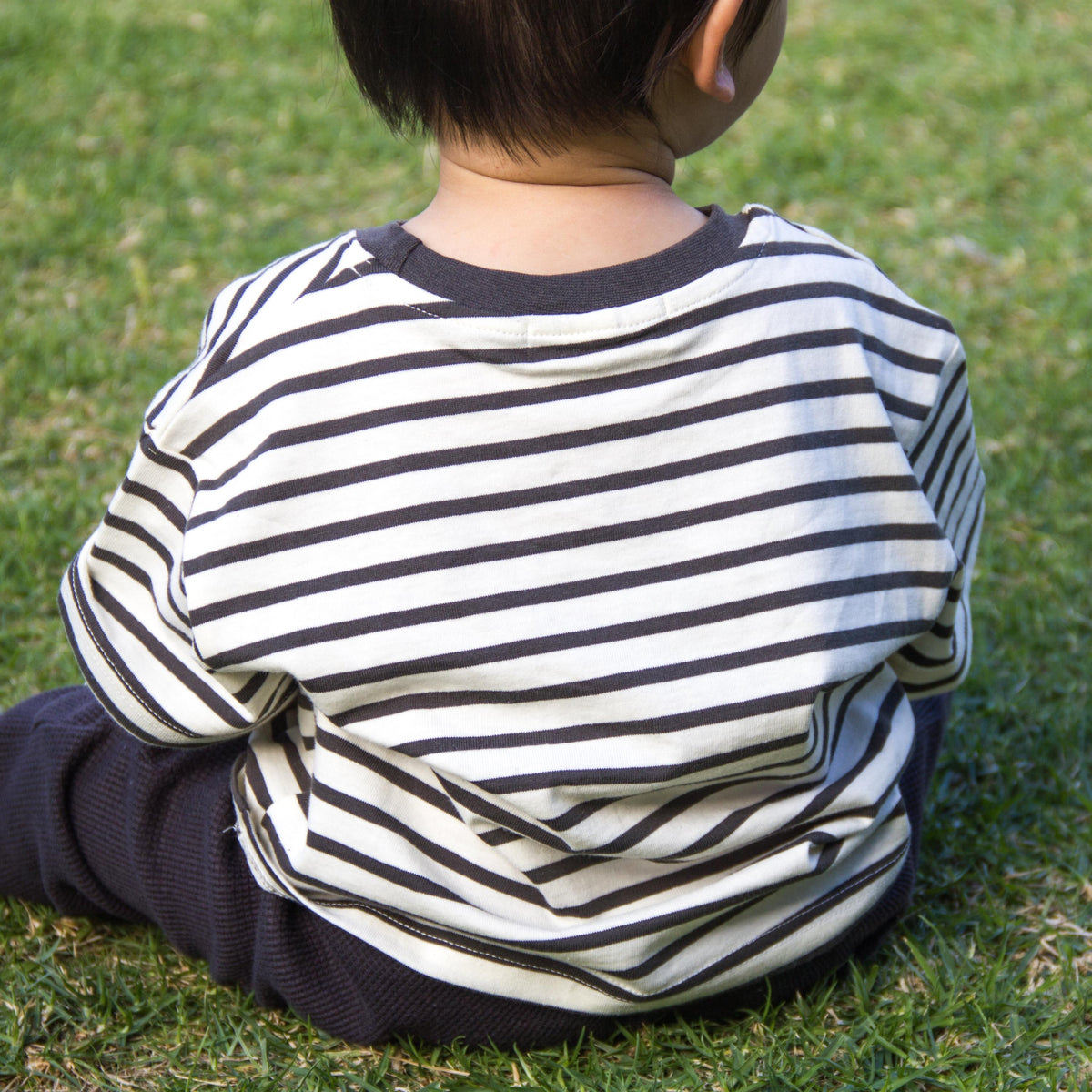 Striped Cotton T-shirt - Dark Grey