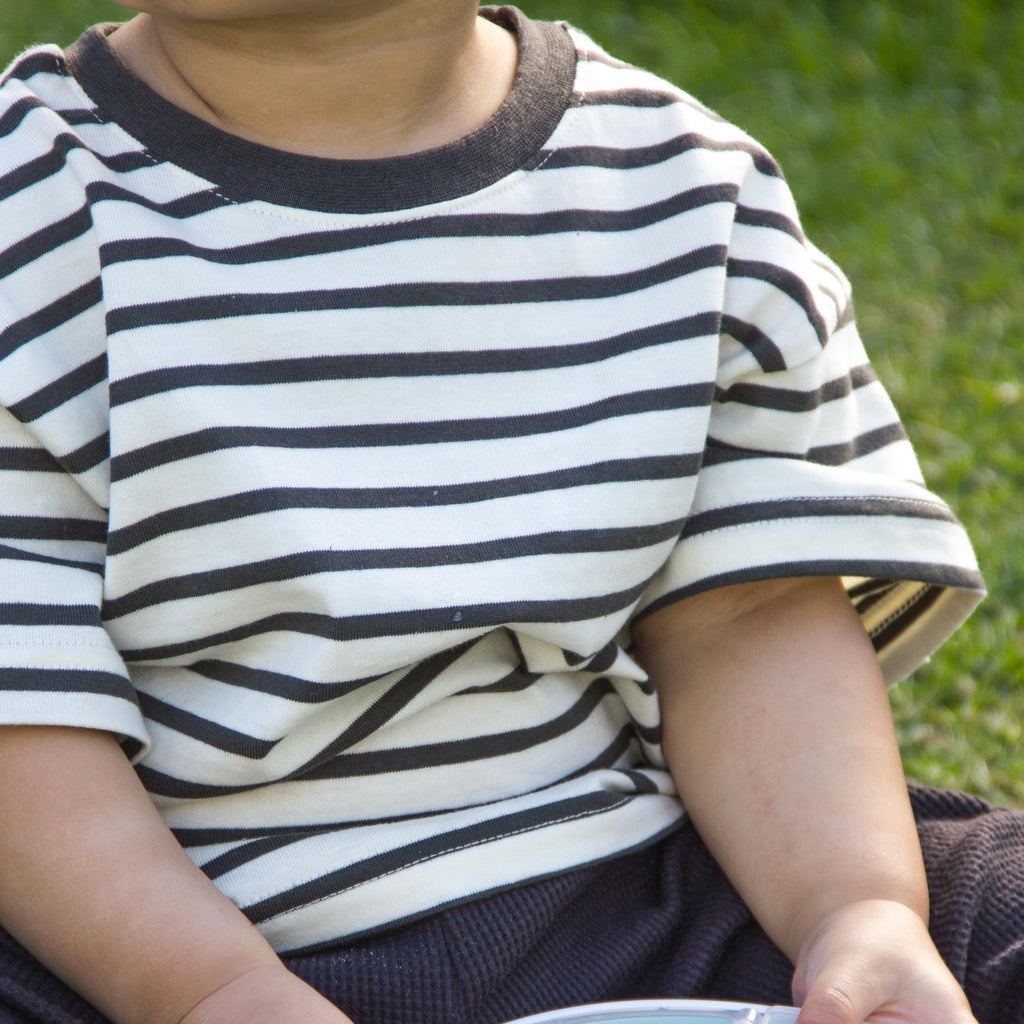 Striped Cotton T-shirt - Dark Grey